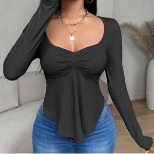 SHEIN Black Long Sleeve Top